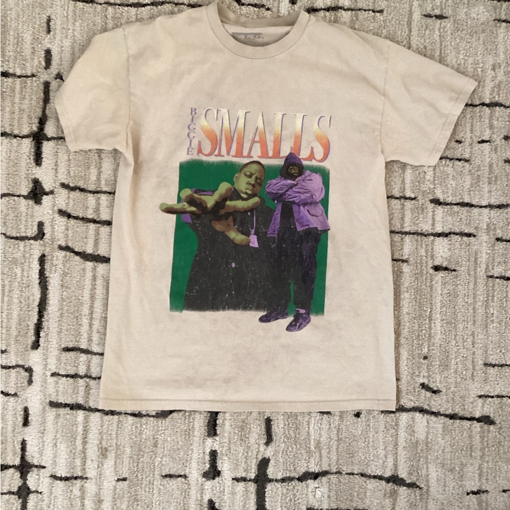 Beige Graphic T-Shirt with Hip-Hop Print